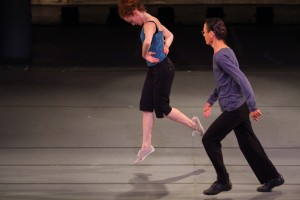 Yvonne Rainer, Trio A Pressured (Facing), 1999— 2011. Performance at Dia:Beacon, Riggio Galleries, Beacon, New York. Saturday, October 22, 2011. Performers: Emily Coates and Yvonne Rainer. Photo: © Paula Court. Courtesy Dia Art Foundation, New York.